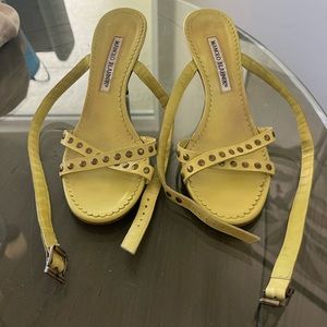 Manolo Blahnik Green Strappy Heels Size 38